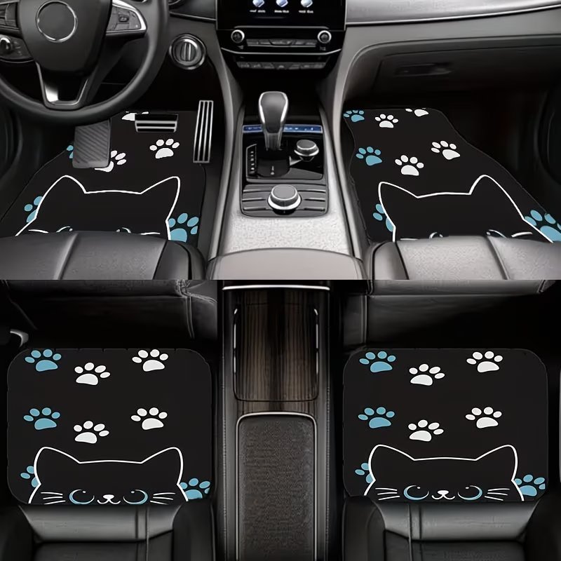 4Pc Car Floor Mats - Cute Cat  - Interior Design Experience ulasan dan harga